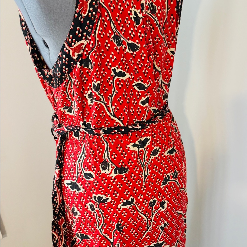 Fat Face Size 12 Red Floral Boho Belted Maxi Sleeveless Dress - Picture 6 of 12
